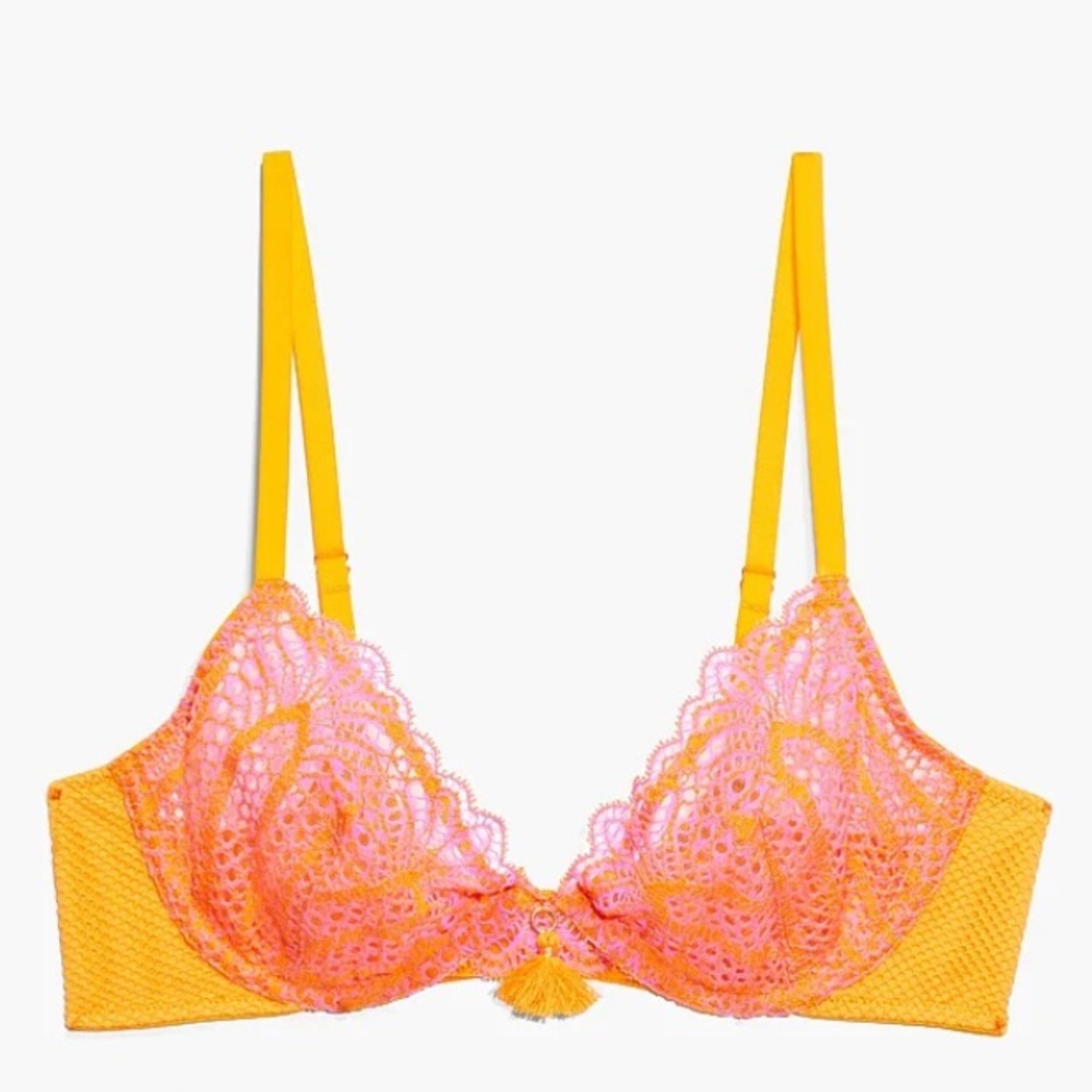 Savage x Fenty Coral/Orange Bralet and Hipster set